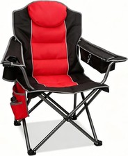 Oversized Camping Chair Full Padded Lawn Chair W/ Cup Holder Cooler Bag