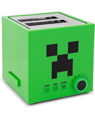 Minecraft Green Creeper 2-Slice Toaster For Bagels, Waffles, and Breads | Fea...