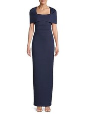 nwt Black Halo Eve Bernice Cape-Sleeve Gown in Pacific Blue 495