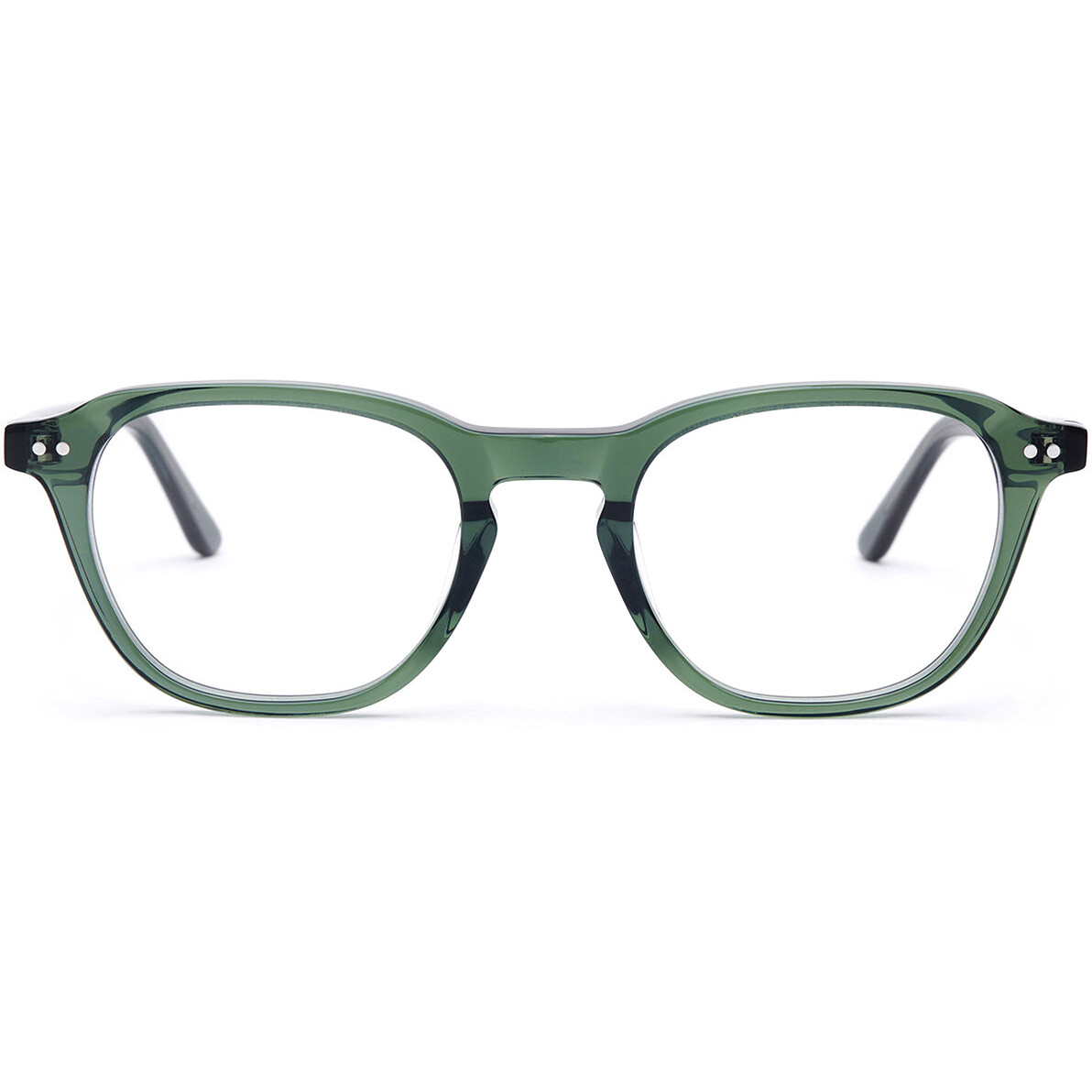Square Glasses for Women Men Silver Rivets Keyhole Bridge Green Eyeglasses  Frame