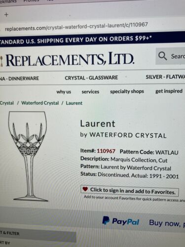 Waterford Marquis LAURENT 7 1/8" Weinbecher perfekt! 6 verfügbare EUC angezeigt - Bild 9 von 11