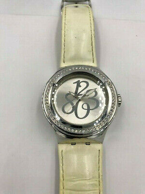 Swatch Irony Stainless Steel Watch White Leather Strap Silver Dial Swiss Made Swatch watch Irony White Leather Swiss Model YNS107  main image 4