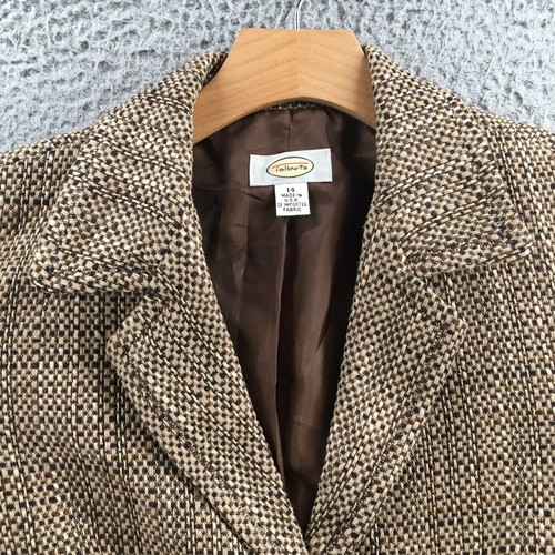 Talbots Blazer Damen 14 Beige Tweed Langarm Knopfleiste Freizeit Kragen - Bild 3 von 15