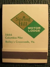 Matchbook - Spring Hill Motor Lodge Bailey's Crossroads VA FULL