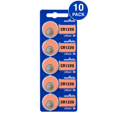 Murata CR1220 3V Lithium Coin Cell - Replaces Sony CR1220 (10 Count)
