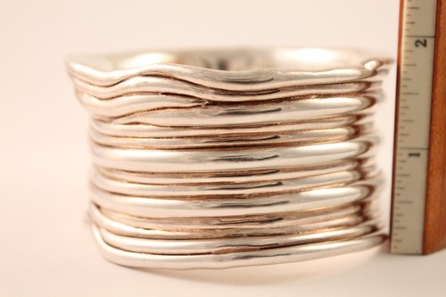 BAT-AMI 925 Sterling Silver Large Wide Electroform Bangle Bracelet 71.1 grams - Picture 8 of 9