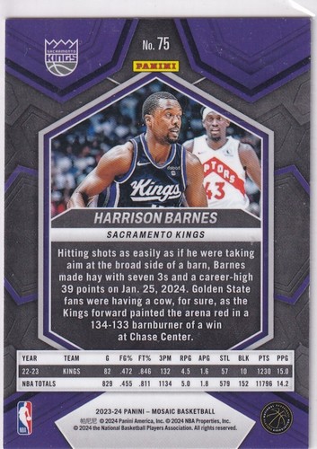 Panini 2023-24 Mosaic NBA Basketball No. 75 Harrison Barnes - Bild 2 von 2