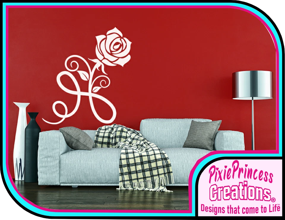 Blumen D Rose Schön Vinyl Aufkleber Auto Plakat Wandkunst Fenster Shabby Chic - Bild 2 von 4