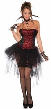 Corset Top Red Black Vampire Fancy Dress Up Halloween Adult Costume Accessory