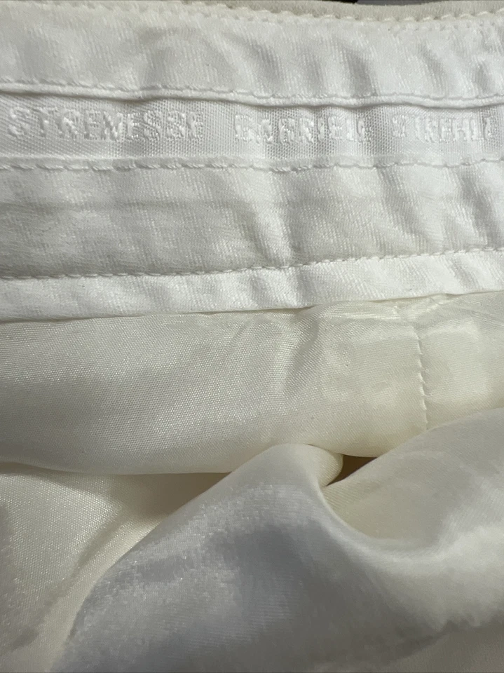 Pantalones de vestir STRENESSE marfil blanco roto crepé ~ para mujer talla 6 ~ Gabrielle Stehle Foto 4 de 4