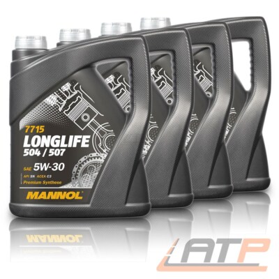 MANNOL 4x 5 L 5W-30 LONGLIFE MOTORÖL für VW 504.00 507.00 BMW LL-04 229.51