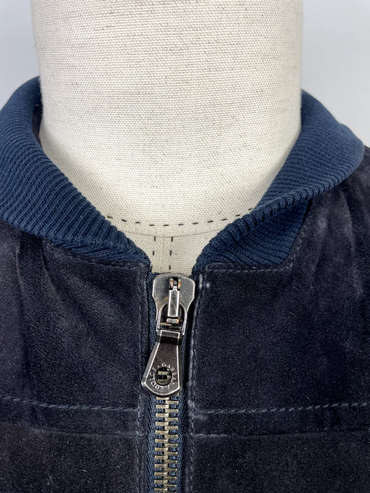 Chaqueta De Colección Dolce Gabbana Azul Piel de becerro Cremallera Completa Monograma Forrada Para Hombre Talla S-M Foto 4 de 4