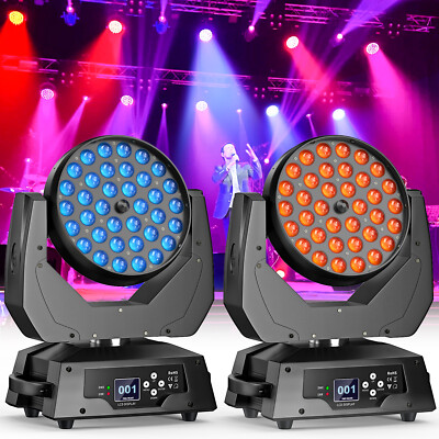 2x 36X18W RGBW Zoom Beam Moving Head Bühnenlicht Spot Scheinwerfer DMX DJ Party