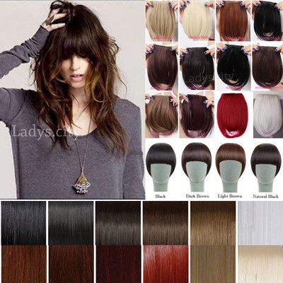 Fahion Lady Front Bangs Blonde Brown Straight Fringe Clip In Hair