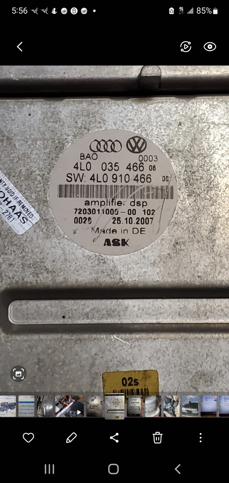 Used 2010-up Audi Q7 4L Bang Olufsen amplifier 4L0035466a 3g
