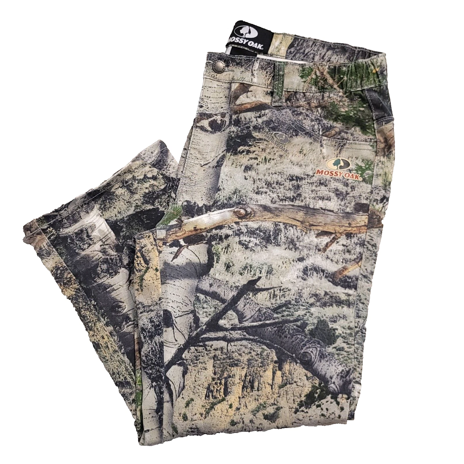 Mossy Oak Camo Flex 5 Pocket Pants Mountain Country Denim Hunting Fish Men 32X30