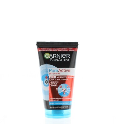 GARNIER PureActive CHARCOAL INTENSIVE 3 IN 1 SOAP MASK SCRUB 150ml-FREE SHIPPING
