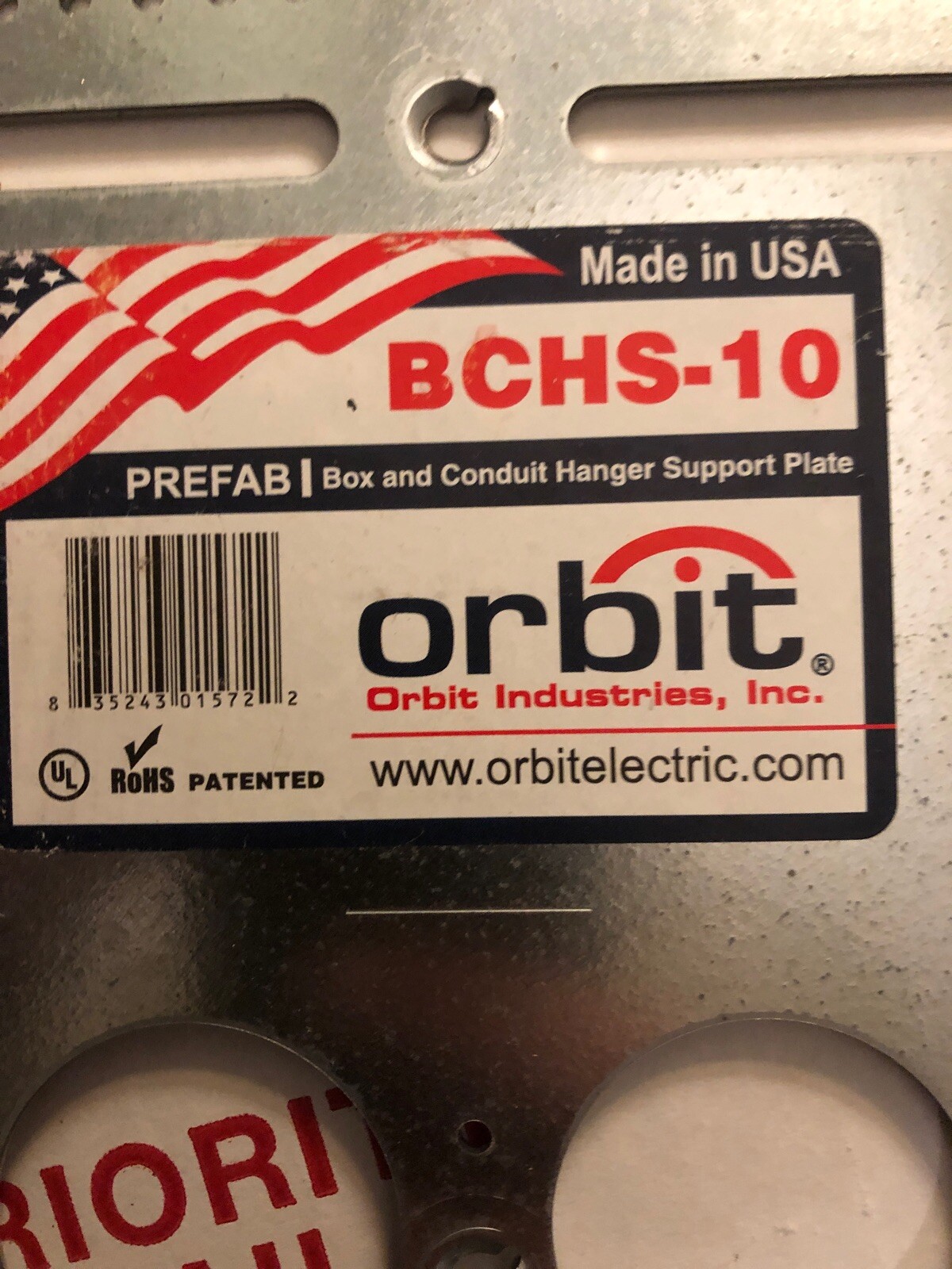 ORBIT BCHS10 BOX & CONDUIT HANGER SUPPORT UP TO 6” X 6” BOX "New" Bulk