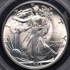 1945 WALKING LIBERTY HALF DOLLAR PCGS MS 65 CRISP SILVER WITH NICE MINT BLOOM