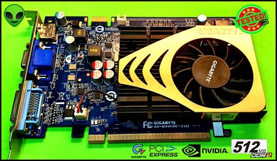 NVIDIA GEFORCE 9400GT 512MB DDR2 GIGABYTE VIDEO CARD PCI EXPRESS HDMI DVI-I