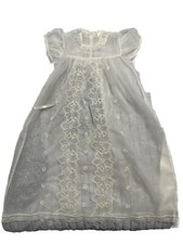 Vtg MADONNA by HADDAD Baptism Gown Robe 3 pc Set Ivory Sheer 0-6 mos Girls Lace