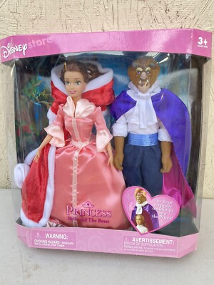 Disney Store Beauty Princess Belle-Pink Dress & The Beast Doll Set RARE WIDE BOX