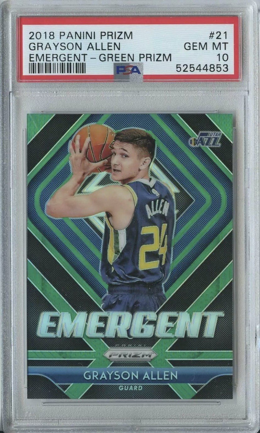 Grayson Allen 2018 19 Panini Prizm emergent #21 RC rookie green prizm PSA 10