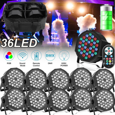 10x 180W Akku RGB 36 LED PAR DMX512 Wiederaufladbar Wash Bühnenlicht Disco Club