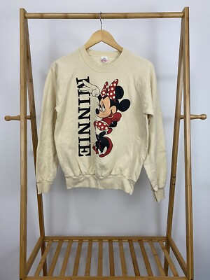 VTG 80s Belton Minnie Mickey Mouse Disney Raglan Tan Crewneck Sweatshirt M