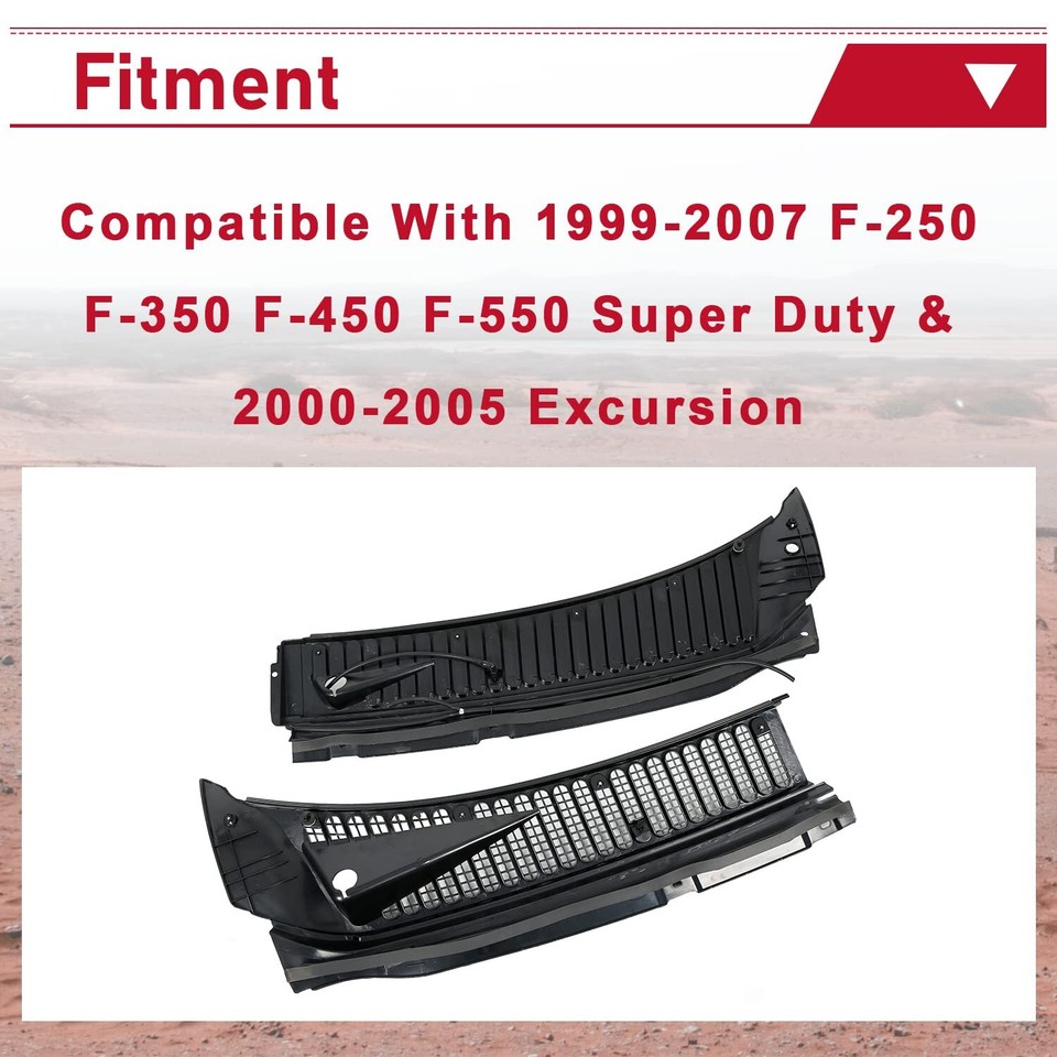 Windshield Wiper Cowl Vent Grille Compatible with 19992007 Ford F250