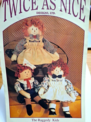 14'' Raggedy Kids Rag Doll 147 Craft Sewing Pattern Twice as Nice Soft Stuffed