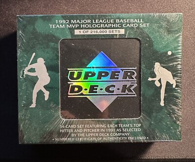 1992 upper deck baseball team mvp holographic card set 1992-93 Upper Deck MVP Hologram Complete Set 1-36 w/ Michael Jordan PSA 8 main image 0