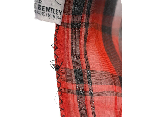 Jeffrey Lawrence for Lawrence Bentley 56"x10.5" Red & Black Plaid Fringed Scarf - Picture 7 of 7