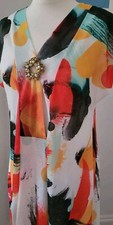 ZARA WHITE ORANGE BLACK GREEN ABSTRACT PRINT SLIP TUNIC DRESS FR40 UK12