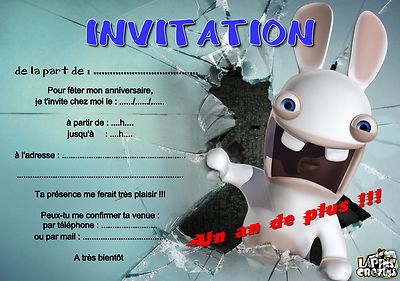 Cartes D'invitation Anniversaire Lapin - Lot De 5 Ou 12, Référence 424, Fabrication France