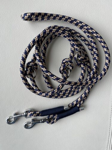 Hundeleine Tau PPM Seil 8 mm,blau  beige, ca.2,35 m lang, 3-fach verstellbar - Bild 1 von 5
