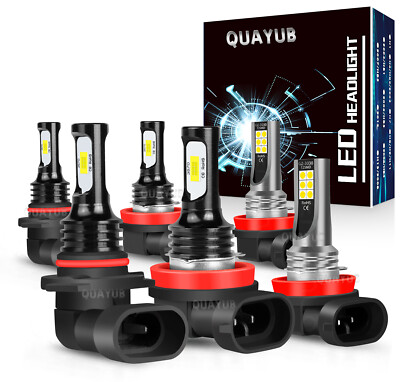 For Honda Pilot 2006-2018 Combo LED Headlight High+Low Beams & Fog Light Bulbs