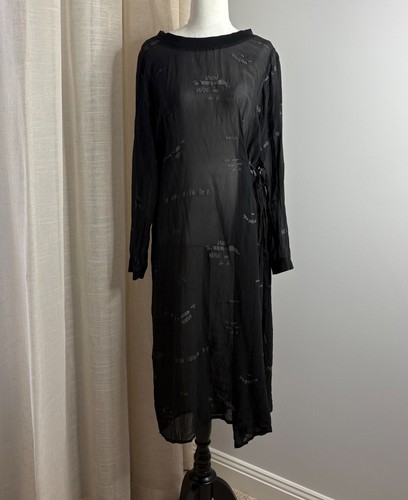 Nyne 'The Moon Made Me Do It' Silk Sheer Dress Size 14 Long Sleeve Punk Grunge - Picture 3 of 6