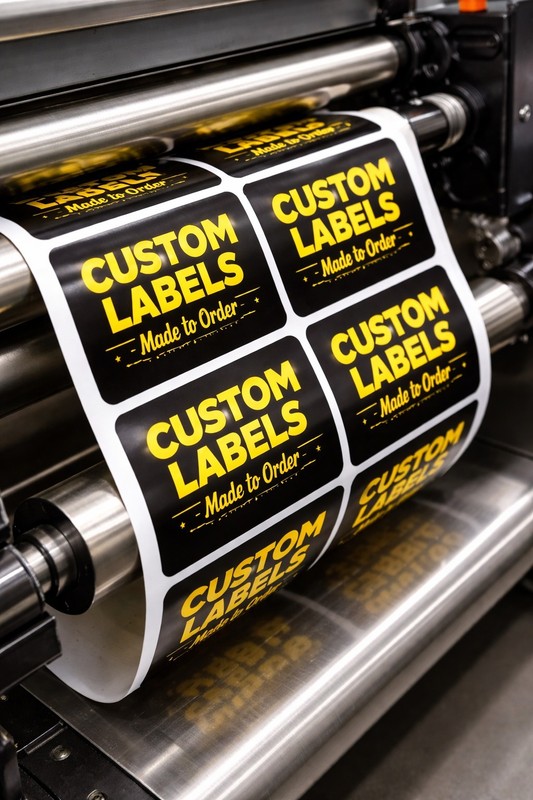 Custom printed labels made to order for All Your Business Needs. Flexo and Dig.