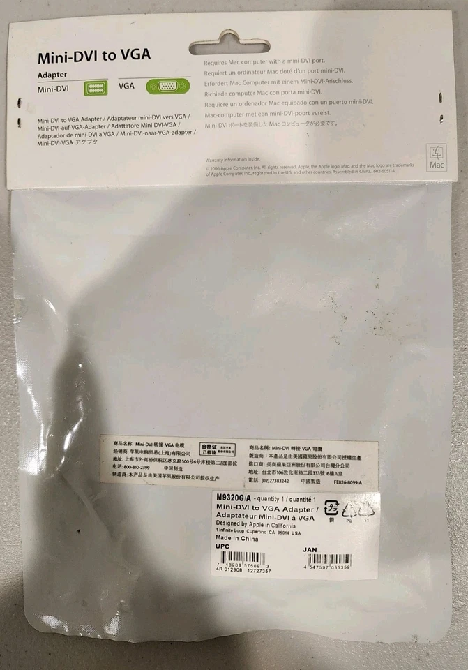 Apple Video Adapter Mini-DVI to VGA M9320G/A - White - Image 2 of 4