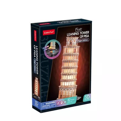 6944588205355 Puzzle 3D LED Krzywa wieża w Pizie (wersja nocna) Cubicfun