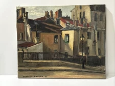 Mid Century Painting Impressionist France French Street Urban Maurice Jacque