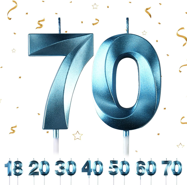 Geburtstagskerzen Zahlen 70,3D Blau Geburtstagskerzen,Kerzen Geburtstag Zahl 70,-image