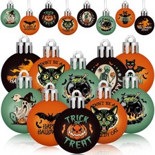 HyDren 40 Pcs Halloween Tree Ornaments Mini 1.2 Inch, Orange, Green, Black