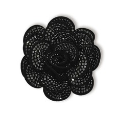 Flower Brooch Black Rhinestone Rose Lapel Pins for Women Crystal Floral Brooc...