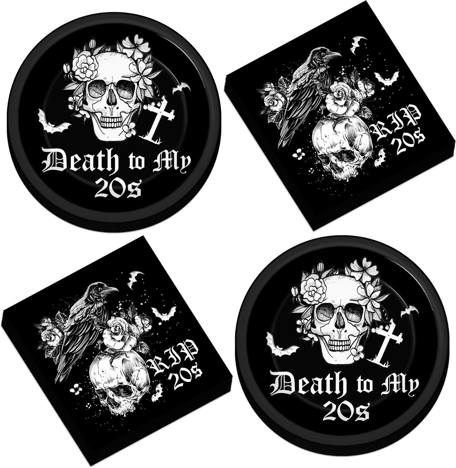 48pcs Dead to My 20s Decorations 30th Party Plates and Napkins Death to My Tw...