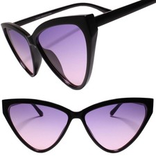 Elegant Exotic Womens Vintage Retro 50s 60s Look Cat Eye Purple Lens Sunglasses