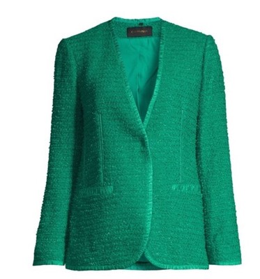Kobi Halperin Tweed Evangeline Blazer Dark Turquoise Green NWT Small Sparkles
