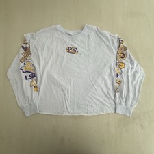LSU Womens Long Sleeve  Crop Top WEAR by Erin Andrews White Logos Size L NWOT