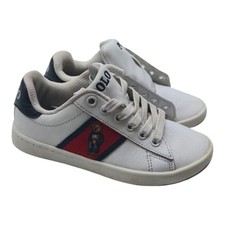 Polo Ralph Lauren Shoe Boys 11 White Quilton Bear Sneaker Preppy Athleisure